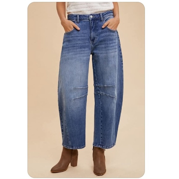 Anniewear Denim - Anniewear Denim Wide Leg Jeans XL Cropped Blue‎ Wash Trendy